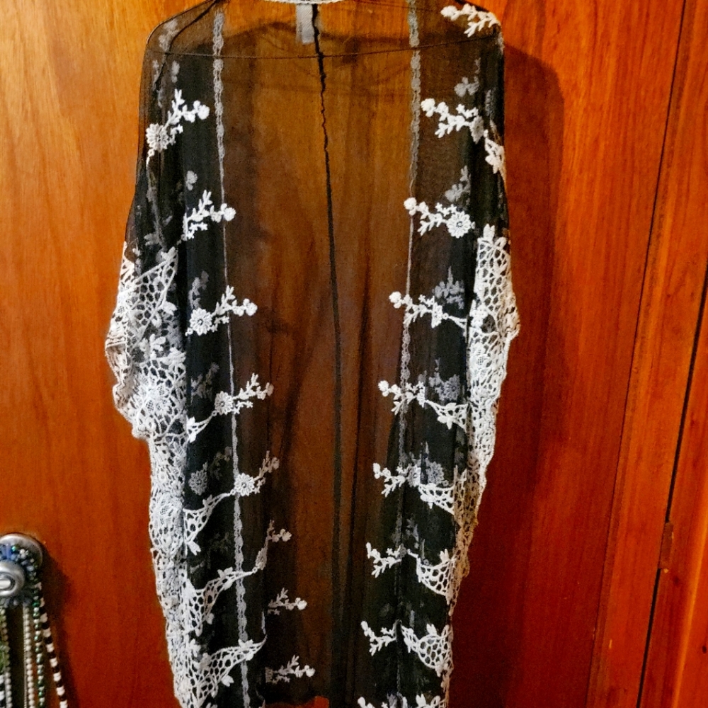 Sheer and Macrame Bathing Suit Cover